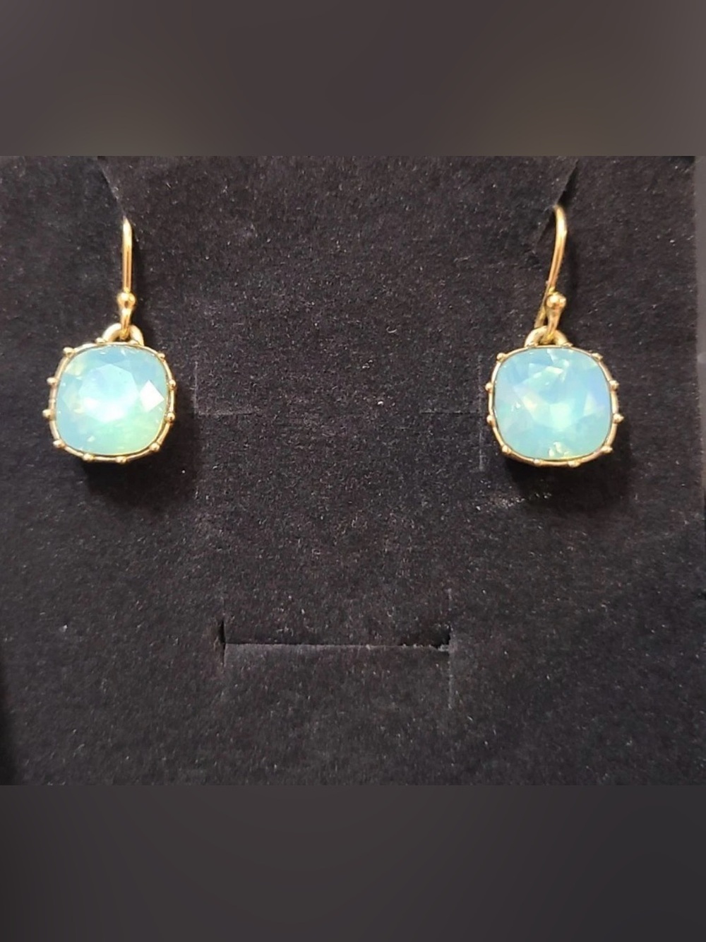 Coach EUC Blue Green Square
Cushion Cut Stone Earrings, RARE, Hard to Find!